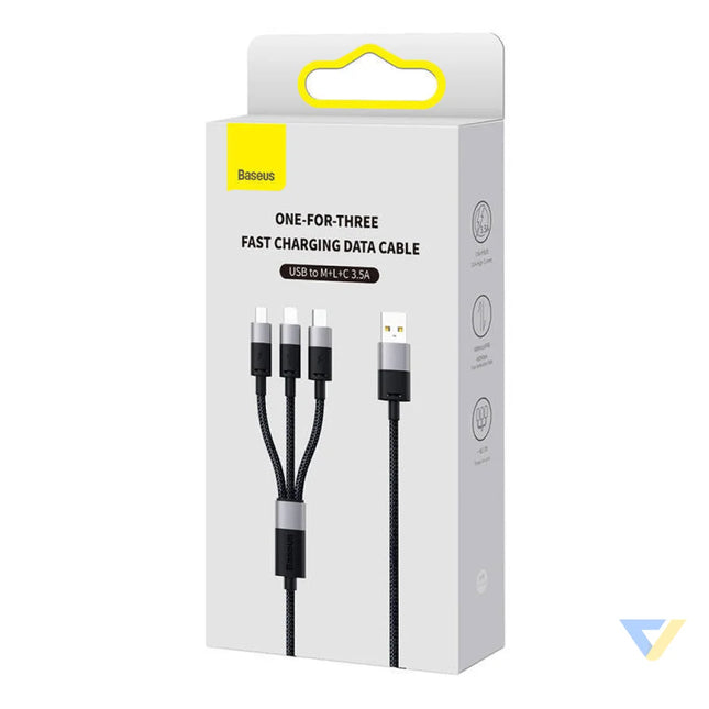 Quick Charge USB to M + L + C Baseus StarSpeed 3.5A 0,6m (Black) Combo Cables