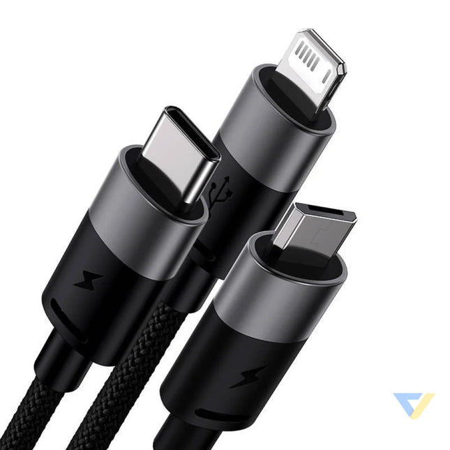 Quick Charge USB to M + L + C Baseus StarSpeed 3.5A 0,6m (Black) Combo Cables