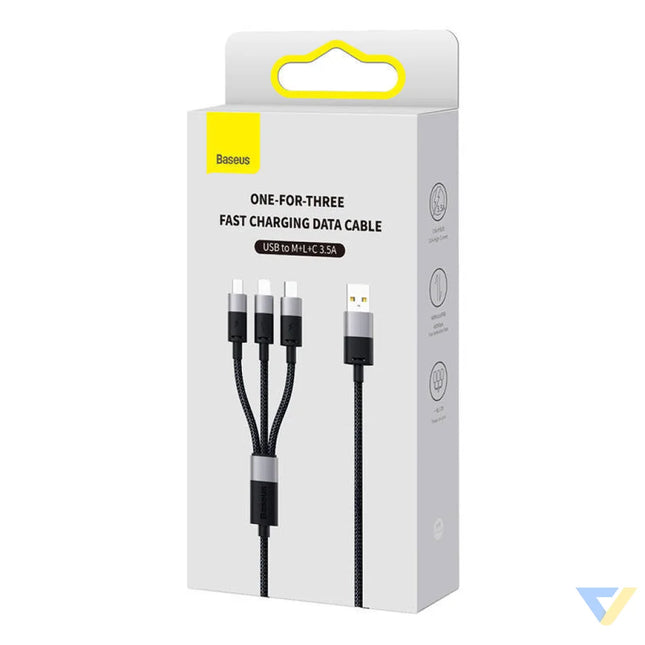 Quick Charge USB to M + L + C Baseus StarSpeed 3.5A 0,6m (Black) Combo Cables