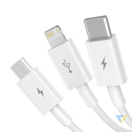 Quick Charge USB to M + L + C Baseus Superior Data 3.5A 0,5m (White) Combo Cables