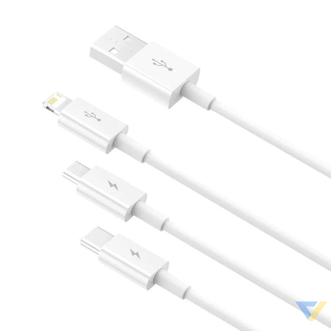 Quick Charge USB to M + L + C Baseus Superior Data 3.5A 0,5m (White) Combo Cables