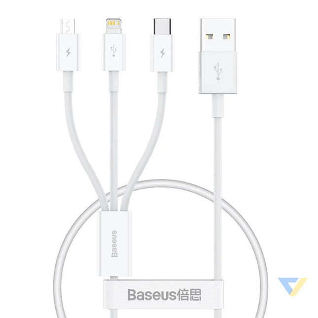 Quick Charge USB to M + L + C Baseus Superior Data 3.5A 0,5m (White) Combo Cables
