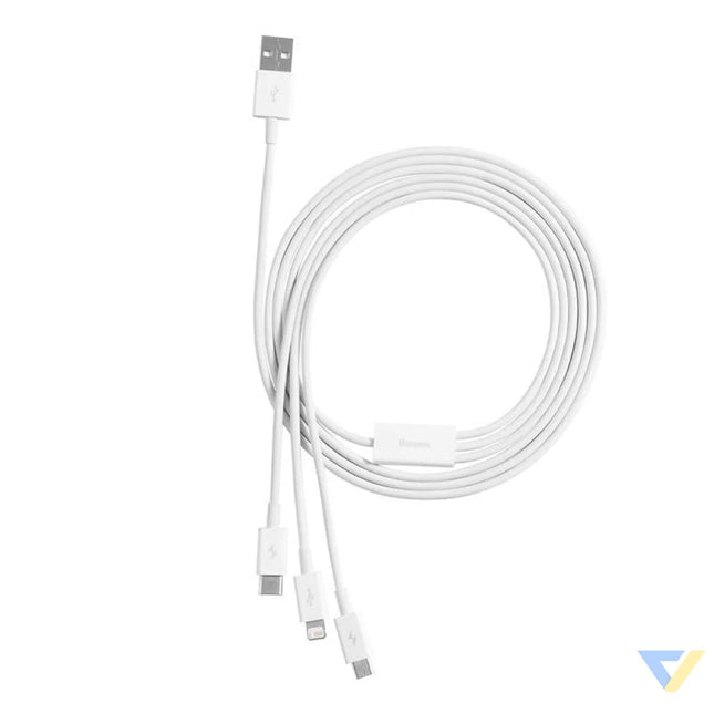 Quick Charge USB to M + L + C Baseus Superior Data 3.5A 0,5m (White) Combo Cables