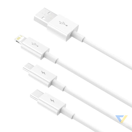 Quick Charge USB to M + L + C Baseus Superior Data 3.5A 1m (White) Combo Cables