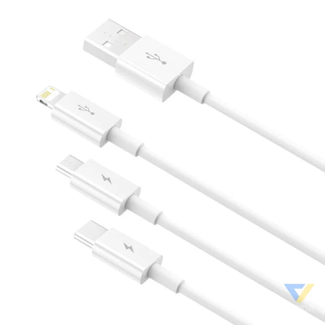 Quick Charge USB to M + L + C Baseus Superior Data 3.5A 1m (White) Combo Cables
