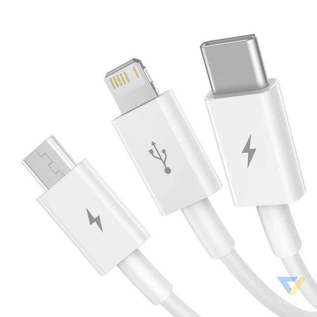 Quick Charge USB to M + L + C Baseus Superior Data 3.5A 1m (White) Combo Cables