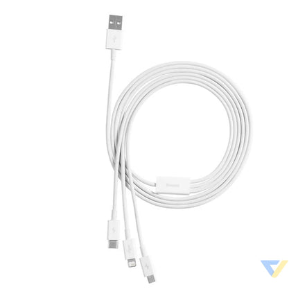 Quick Charge USB to M + L + C Baseus Superior Data 3.5A 1m (White) Combo Cables