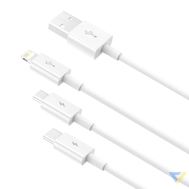 Quick Charge USB to M + L + C Baseus Superior Data 3.5A 1m (White) Combo Cables