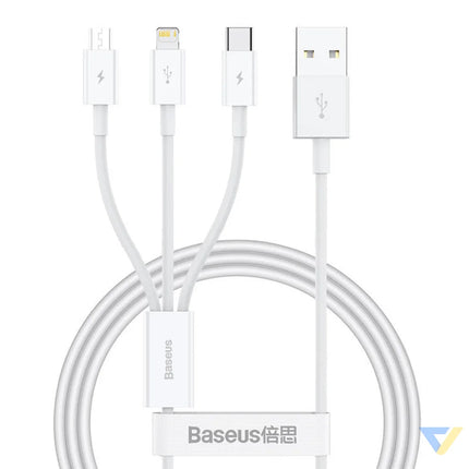 Quick Charge USB to M + L + C Baseus Superior Data 3.5A 1m (White) Combo Cables