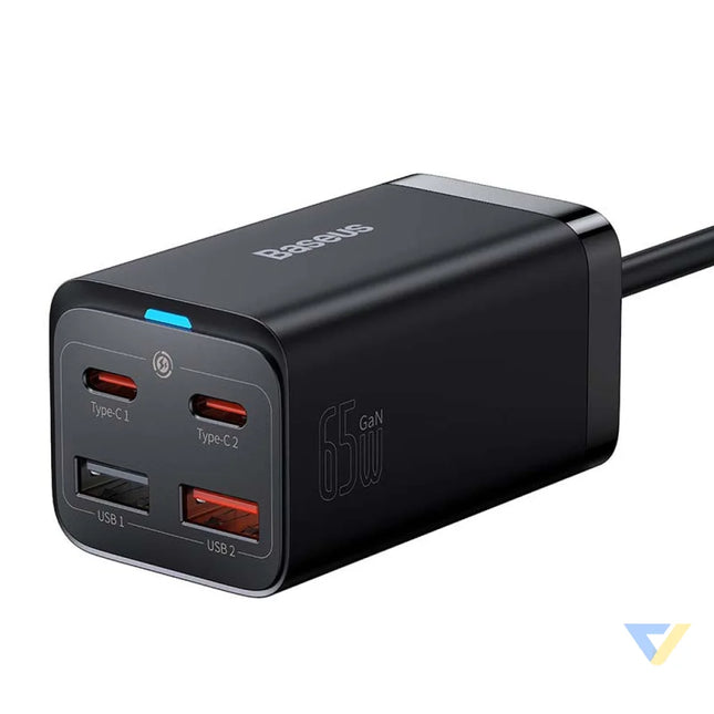 Quick Charger Baseus GaN3 Pro 2x USB C 2x USB 65W (black) mains chargers