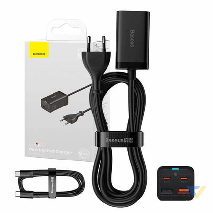 Quick Charger Baseus GaN3 Pro 2x USB C 2x USB 65W (black) mains chargers