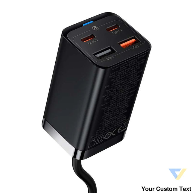 Quick Charger Baseus GaN3 Pro 2x USB C 2x USB 65W (black) mains chargers