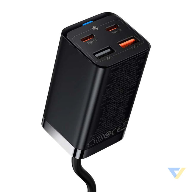Quick Charger Baseus GaN3 Pro 2x USB C 2x USB 65W (black) mains chargers