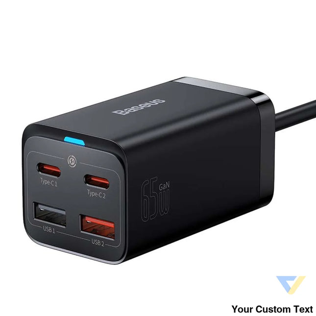 Quick Charger Baseus GaN3 Pro 2x USB C 2x USB 65W (black) mains chargers