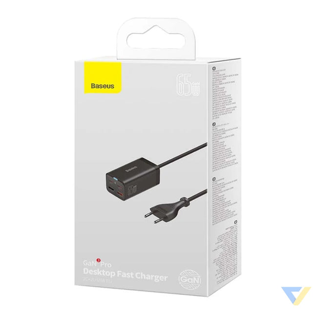 Quick Charger Baseus GaN3 Pro 2x USB C 2x USB 65W (black) mains chargers