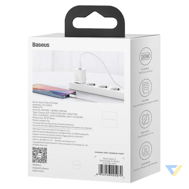 Quick Charger Baseus Super Si 1C 30W (white) mains chargers