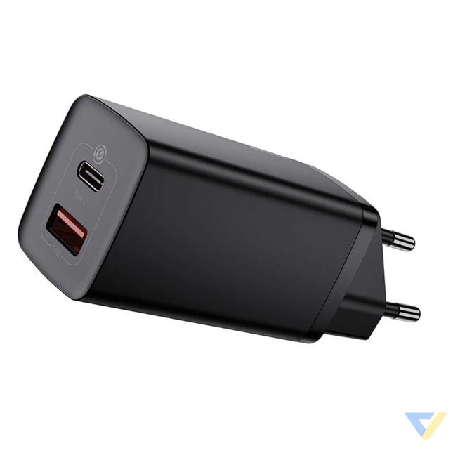 Quick Travel Charger Baseus GaN2 Lite USB + C 65W EU (black) mains chargers