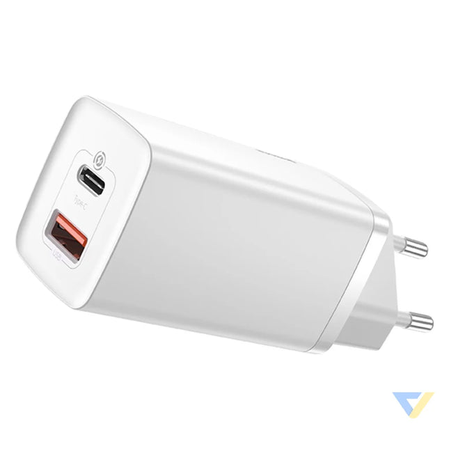 Quick Travel Charger Baseus GaN2 Lite USB + C 65W EU (white) mains chargers