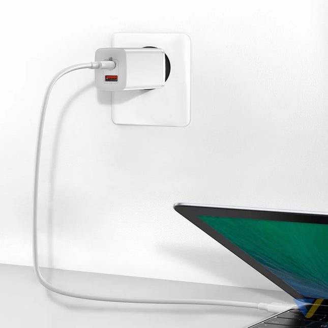 Quick Travel Charger Baseus GaN2 Lite USB + C 65W EU (white) mains chargers