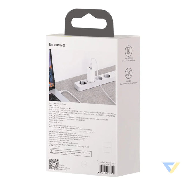 Quick Travel Charger Baseus GaN2 Lite USB + C 65W EU (white) mains chargers