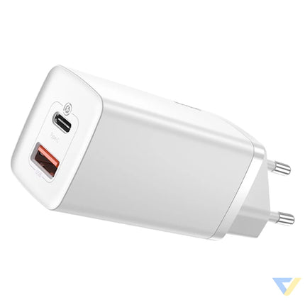 Quick Travel Charger Baseus GaN2 Lite USB + C 65W EU (white) mains chargers