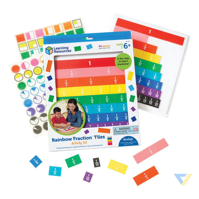 Rainbow Fraction Tiles With Tray Learning Resources LER 0615 Educational and interactive