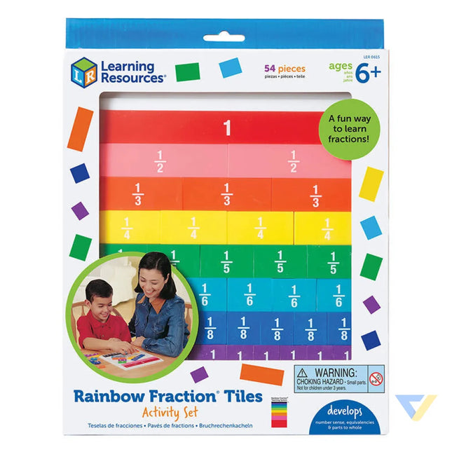 Rainbow Fraction Tiles With Tray Learning Resources LER 0615 Educational and interactive