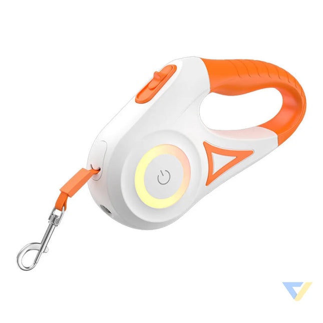 Rojeco Dog Automatic Leash LED 5 m (white and orange) Walking and transportation