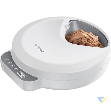 Rojeco F26 4 Meals Cat Feeder Button Version with 2 Ice Packs (white) Bowls