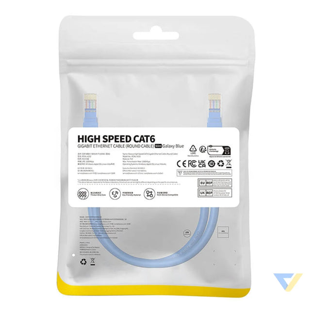 Round Cable Baseus Ethernet RJ45 Cat.6 0,5m (blue) Network cables