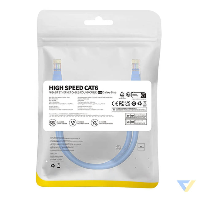 Round Cable Baseus Ethernet RJ45 Cat.6 0,5m (blue) Network cables