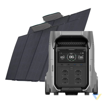 Set: EcoFlow Delta Pro 3 power station + 2x 400W photovoltaic panel. Power stations