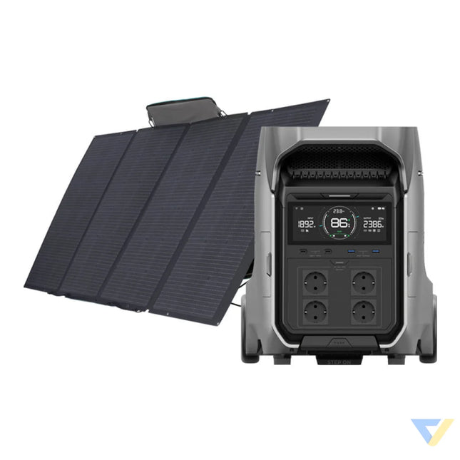 Set: EcoFlow Delta Pro 3 power station + 400W photovoltaic panel. Power stations