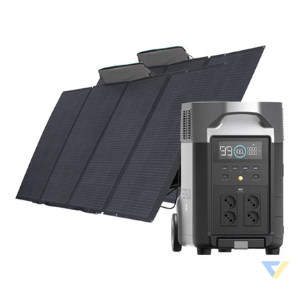 Set: EcoFlow Delta Pro power station + 2x 400W photovoltaic panel. Power stations