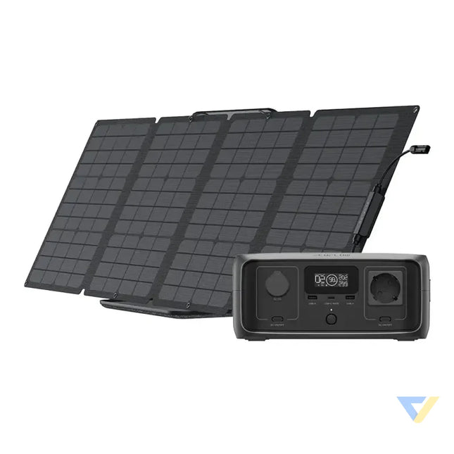 Set: EcoFlow River 3 power station + 110W photovoltaic panel. Power stations