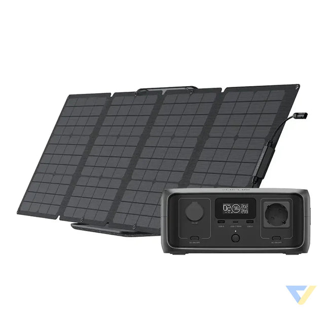 Set: EcoFlow River 3 UPS power station + 110W photovoltaic panel. Power stations