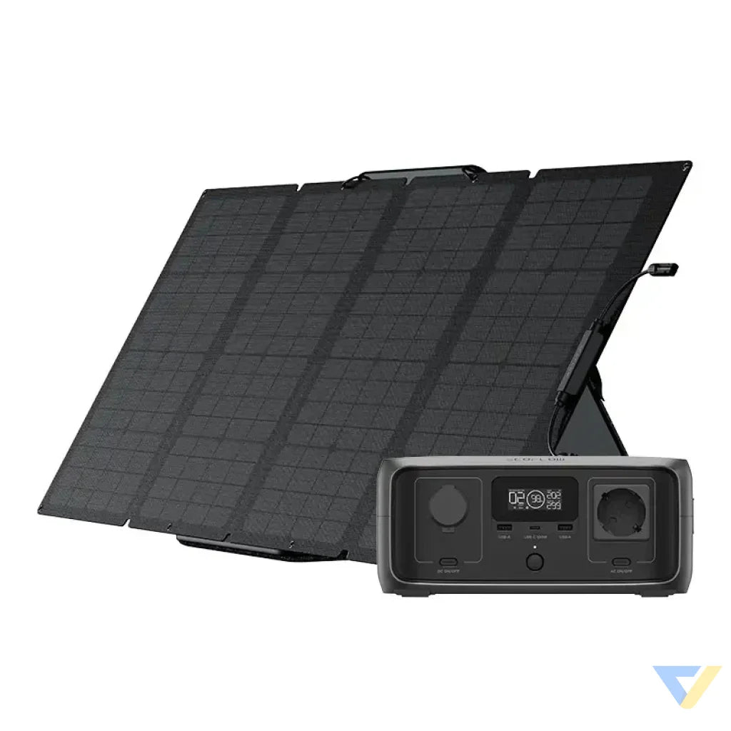 Set: EcoFlow River 3 UPS power station + 160W photovoltaic panel. Power stations