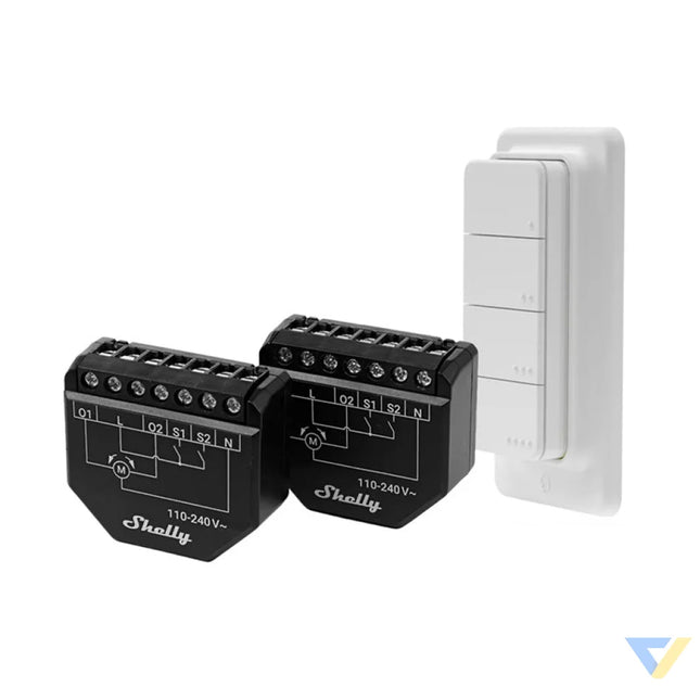 Set of 2 Blind/curtain WiFi controllers Shelly Shutter + BLU RC Button 4 Smart controllers