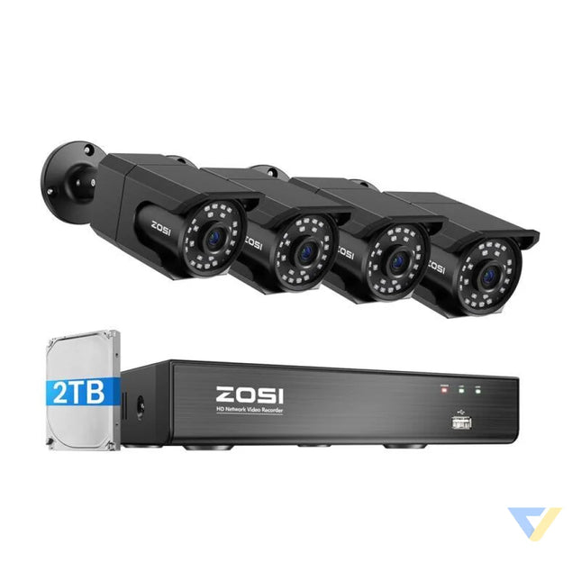 Set of four IP cameras ZOSI C105 WiFi 8MP + recorder + HDD 2TB IP cameras