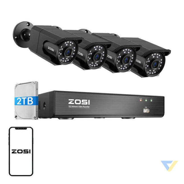 Set of four IP cameras ZOSI C105 WiFi 8MP + recorder + HDD 2TB IP cameras