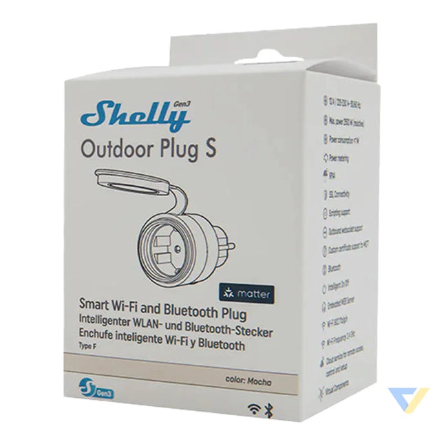 Shelly Plug S MTR Gen3 IP44 12A smart outdoor outlet Power plugs
