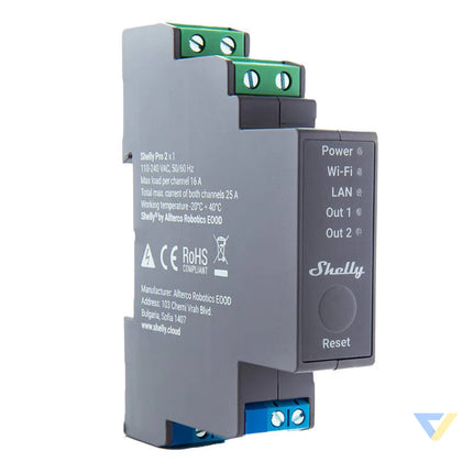 Shelly Pro 2 DIN Rail 2 channel Relay WiFi/LAN Smart controllers