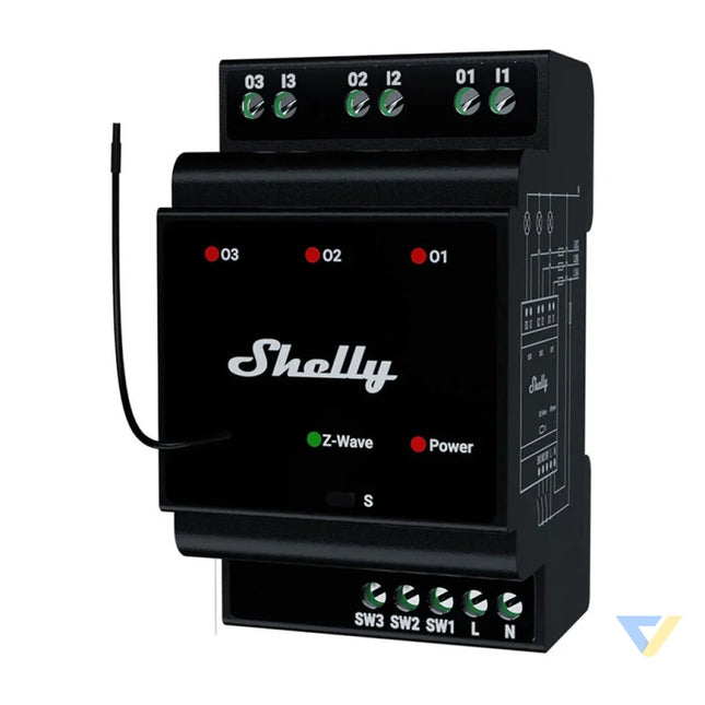Shelly Qubino Wave Pro 3 Z Wave 3 channel DIN rail relay Smart controllers