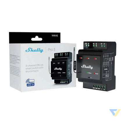 Shelly Qubino Wave Pro 3 Z Wave 3 channel DIN rail relay Smart controllers