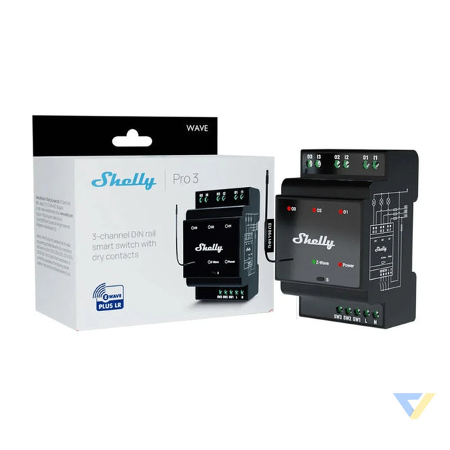 Shelly Qubino Wave Pro 3 Z Wave 3 channel DIN rail relay Smart controllers