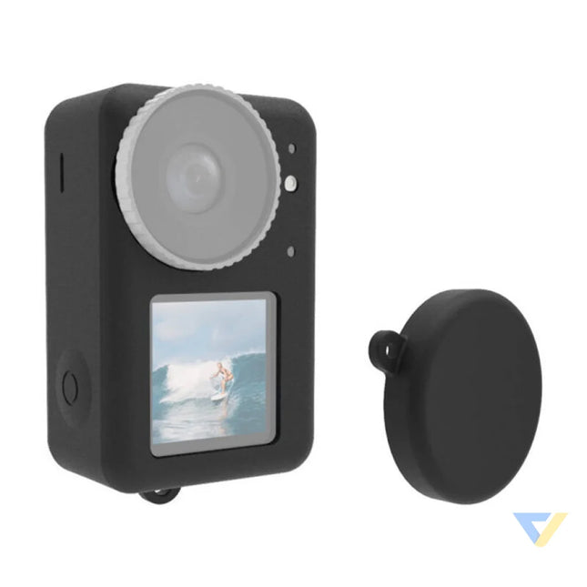 Silicone Puluz case for DJI Osmo Action 3 / 4 / 5 Pro with lens cover (black) For sports cameras