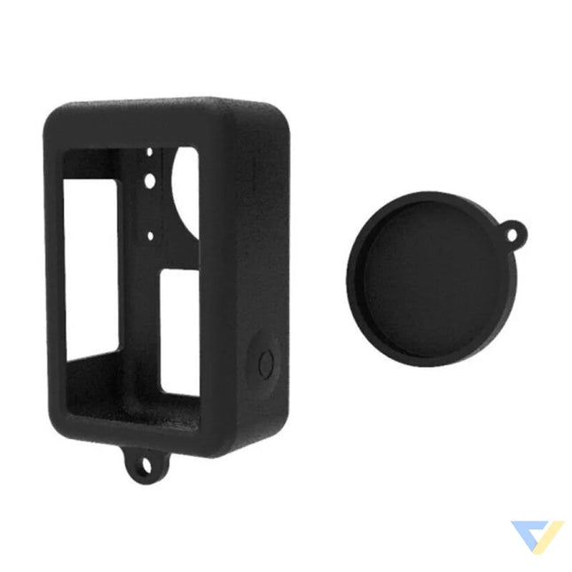 Silicone Puluz case for DJI Osmo Action 3 / 4 / 5 Pro with lens cover (black) For sports cameras