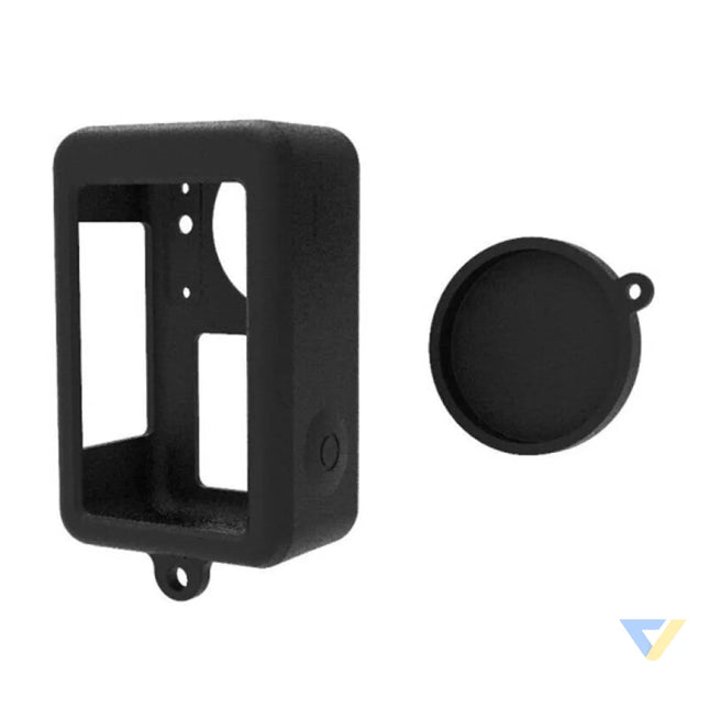 Silicone Puluz case for DJI Osmo Action 3 / 4 / 5 Pro with lens cover (black) For sports cameras
