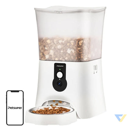Smart food dispenser with camera Petsuper PF01 2 WiFi 5L (white) Bowls