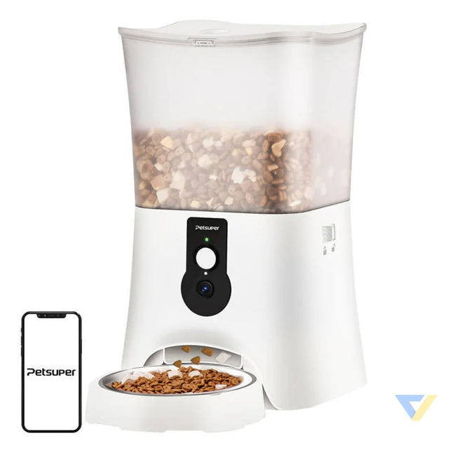 Smart food dispenser with camera Petsuper PF01 2 WiFi 5L (white) Bowls